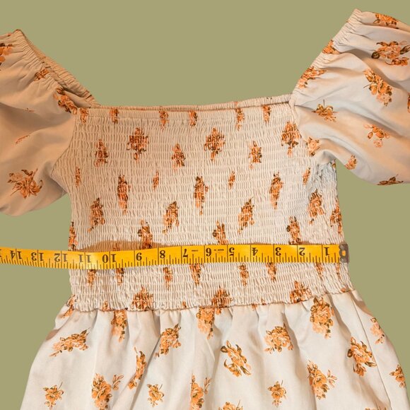 J.Crew Cream Floral Smocked Puff Sleeve Midi Dress – Size M - Picture 6 of 7